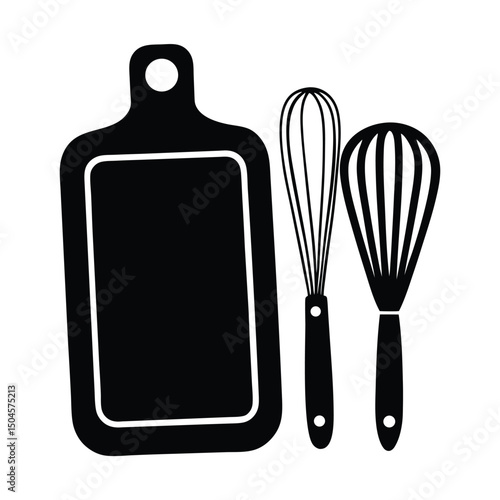 Essential kitchen tools silhouette vector clipart