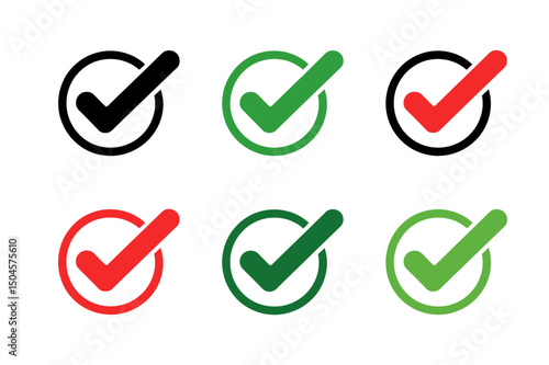 Collection of check mark circle icons set