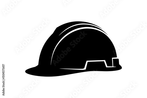 Black silhouette of a construction helmet