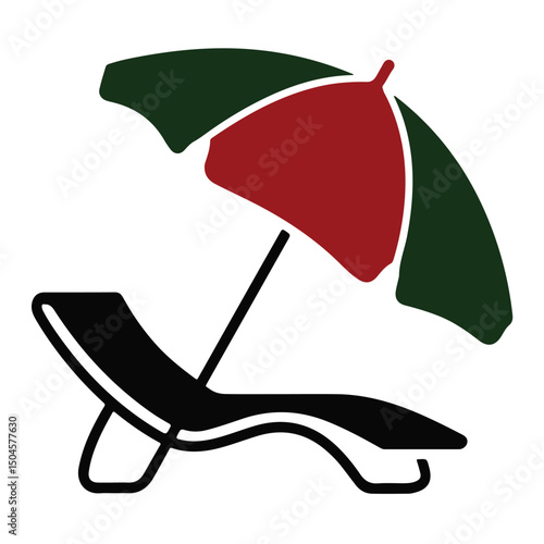 A colorful beach chair with an open sunshade umbrella offers protection on the sandy beach, a perfect accessory for summer travel