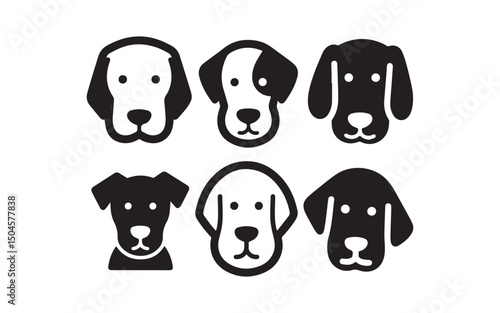 Canine Portrait Collection: An artistic display of various simplified dog breed faces