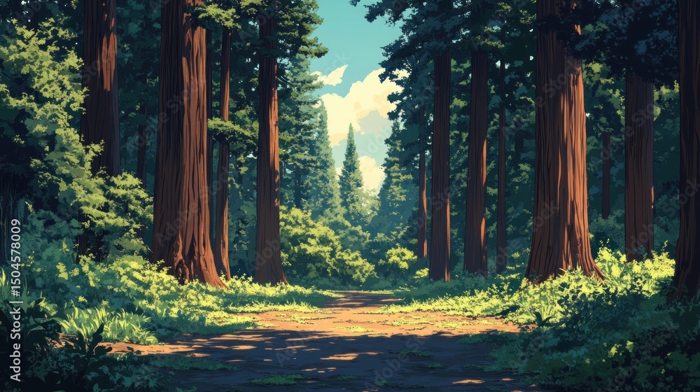 Fototapeta premium Lush Redwood Forest Path
