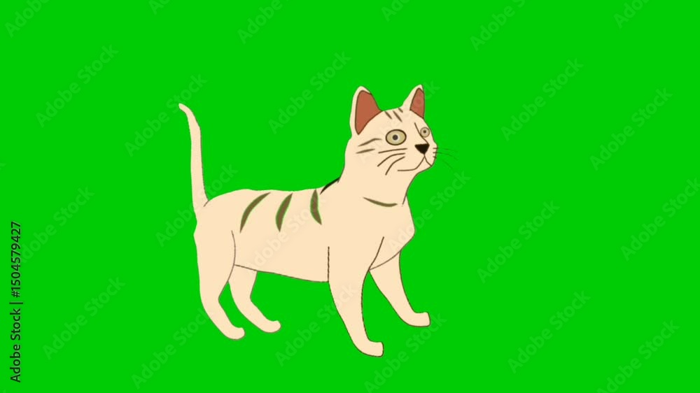 2D Animation of an cat Walking in Place with Movement (Looping) on a Green Screen Background 2D Animation of an cat Walking in Place with Movement (Looping) on a Green Screen Background