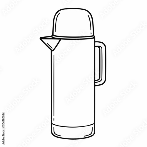 Line art illustration of a thermal coffee carafe on white background  