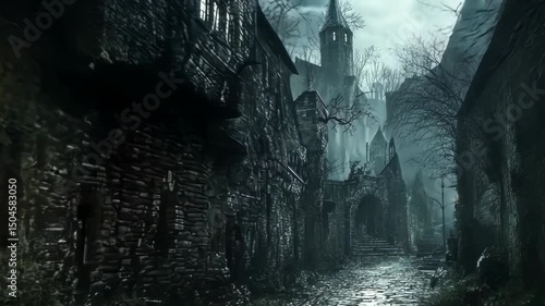 Spooky, old, dark alleyway