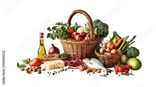 Mediterranean Diet: A Bountiful Harvest of Freshness PNG Transparent