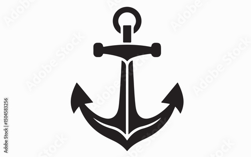Classic nautical anchor silhouette icon