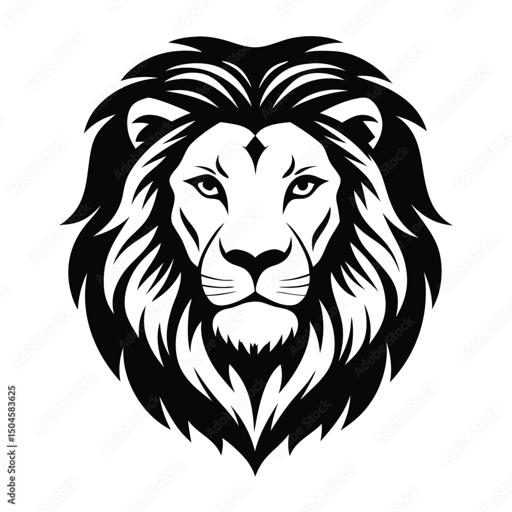 Obraz premium Silhouette of a Regal Lion Head vector clip art