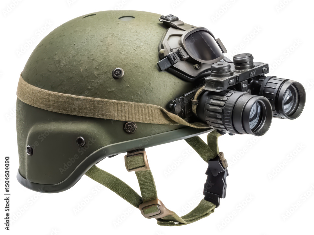 Fototapeta premium War combat helmet with night vision isolated PNG military helmet PNG tactical headgear PNG night vision gear PNG soldier helmet PNG combat equipment PNG transparent background image