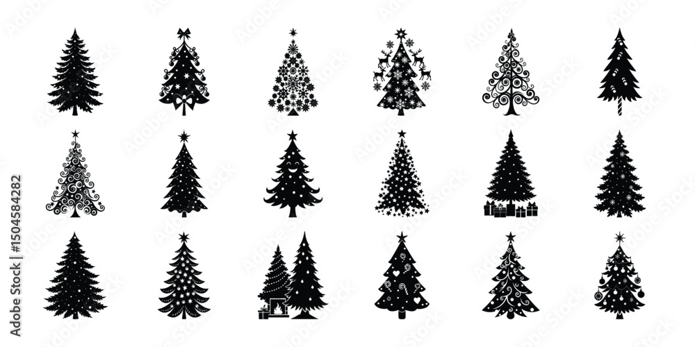 Obraz premium set of Christmas trees on white background