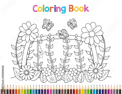 Intricate Coloring Book Page Design Featuring Detailed Line Art Ready for Creative Coloring with a Variety of Elements and Patterns
