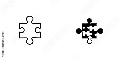 Vector illustration of two puzzle pieces representing connection and teamwork in creative activities