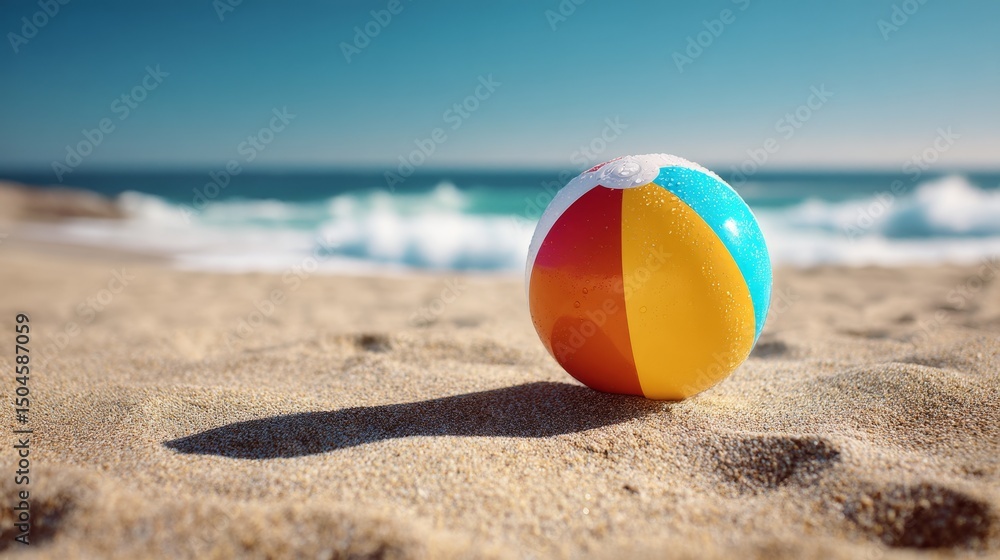 Obraz premium Beach ball on sandy shore