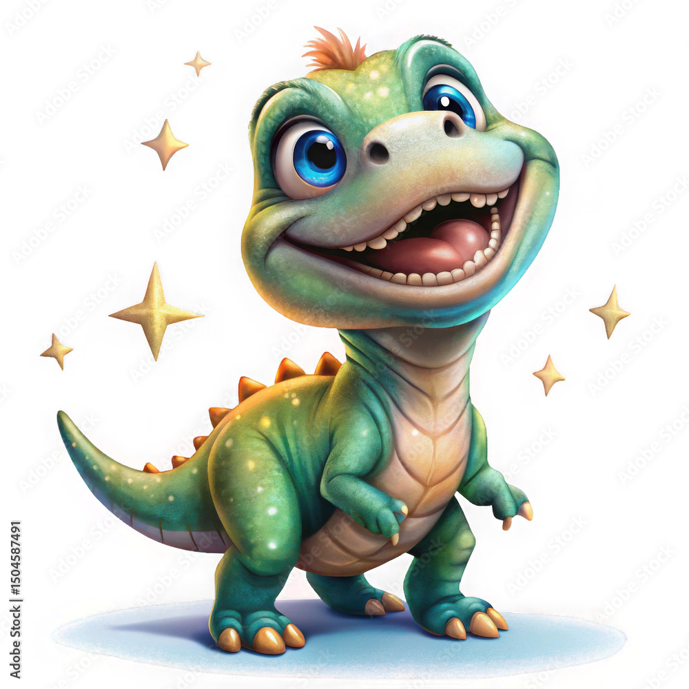 Fototapeta premium Cute baby dinosaur cartoon character isolated on transparent background