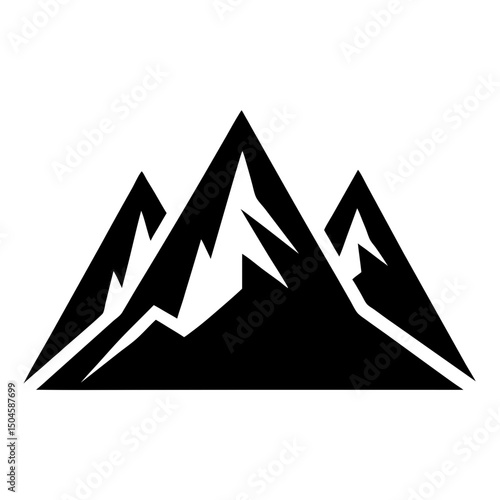 Three peaks mountain range silhouette vector illustration