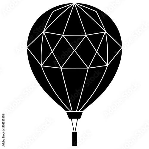 Geometric hot air balloon silhouette vector illustration