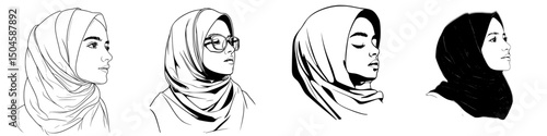 Diverse collection of stylish hijab designs highlights cultural expression and individuality through various headscarf styles