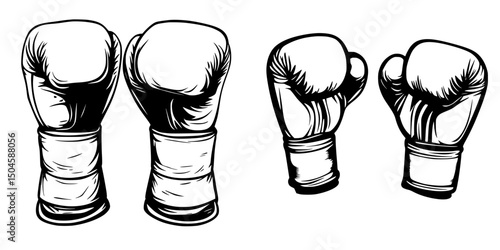 Boxing gloves icon set featuring varied designs and styles for use in sports-related graphics and projects