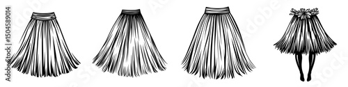 Elegant collection of skirt icons showcasing various styles and silhouettes for fashion design