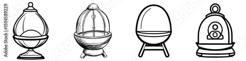 Detailed icon set featuring various decorative globes and egg-shaped designs with intricate structures and shapes for creative projects