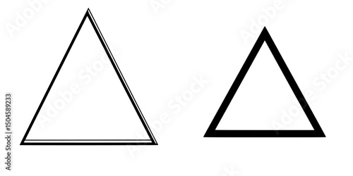 Icon set featuring geometric triangle shapes in two different styles for design applications