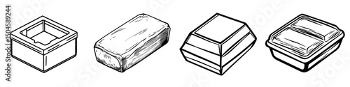 Various icons representing different types of containers for food storage or packaging