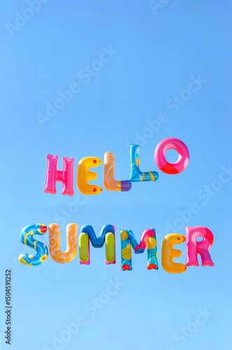 Bold Typography Poster “Hello Summer” on Pastel Background — Minimal Editorial Style aspect ratio 2:3