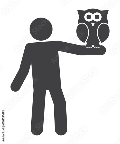 man with owl bird in hand icon