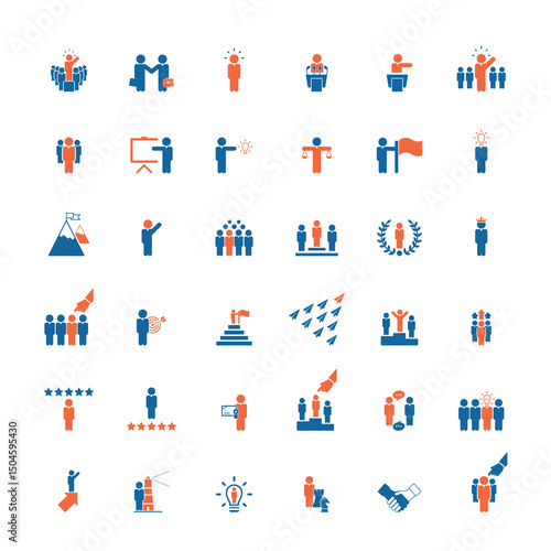 Leadership icons set