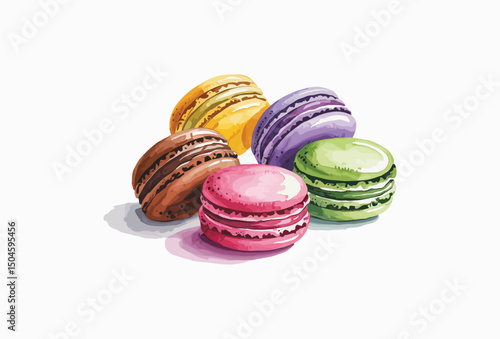 set of colorful macaroons, watercolor illustration