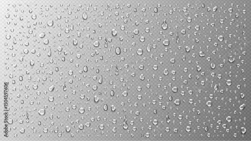 Realistic water drops set isolated on transparent background. Vector illustration
