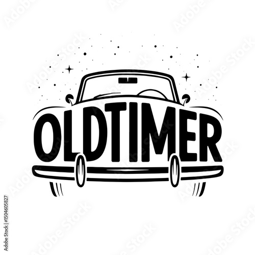 Vintage car design featuring the term Oldtimer with artistic flair and retro style
