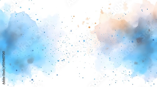 Abstract Watercolor Background Blue Beige Splashes Texture