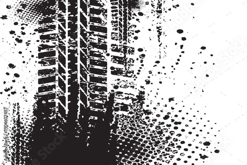Tracks of tyre tire print trace bike drift tread
