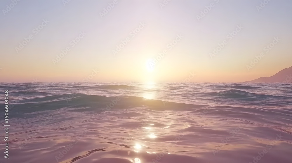 Fototapeta premium Serene Sunset Ocean Waves Pink Sky Calm Sea