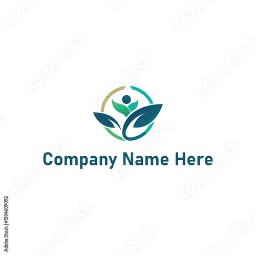 Free Download Wellness and Community Logo with Leaf and Human Figure Elements - GFXLoad