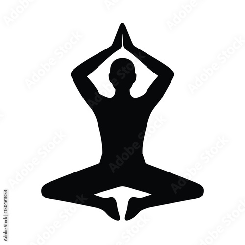 Man performing yoga pose vector silhouette  
