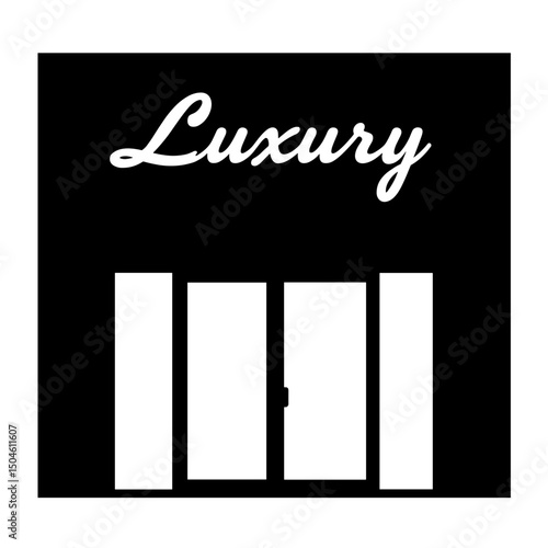 Luxury dealership signage silhouette above storefront window