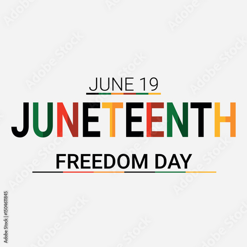 Juneteenth, Freedom Day abstract poster, card, banner, June 19. Vector stock illustration