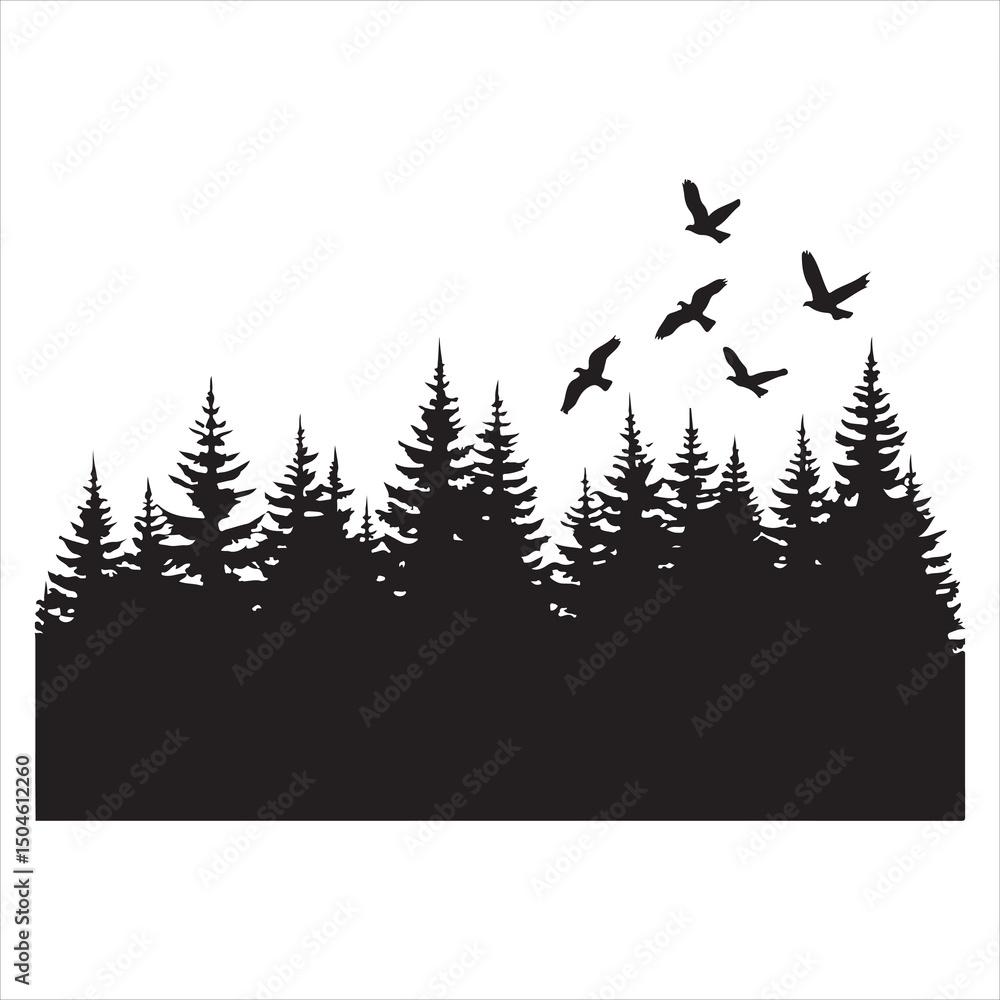 Obraz premium Abstract pine tree silhouettes fading into a swirling snow-filled background