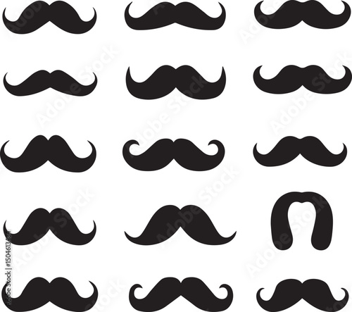 Mustache silhouettes in vector format retro style, mustache silhouette set icon