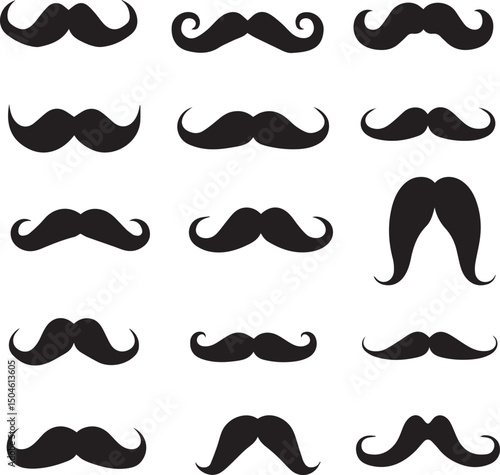 Mustache silhouettes in vector format retro style, mustache silhouette set icon