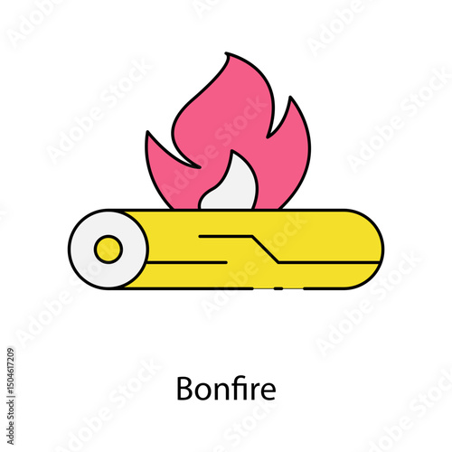 Bonfire single vector icon illustration