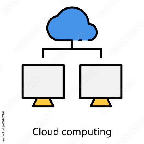 Cloud computing single vector icon illustration