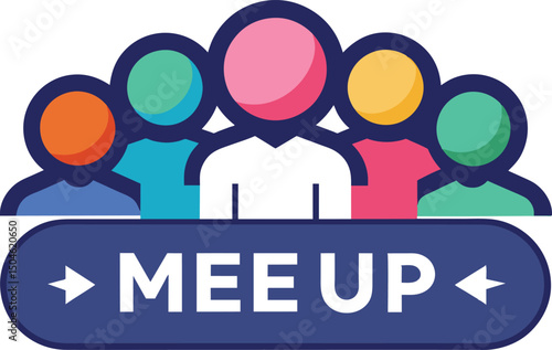 Colorful People Group For Teamwork Meetup And Community