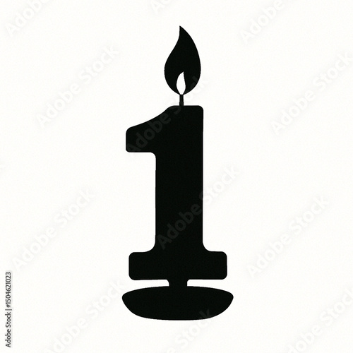 First Birthday Number Candle Flame Celebration Silhouette