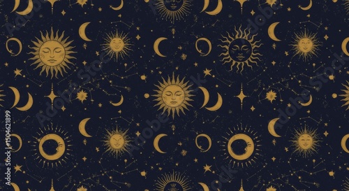 Celestial Pattern – Sun, Moon & Stars in Boho Style