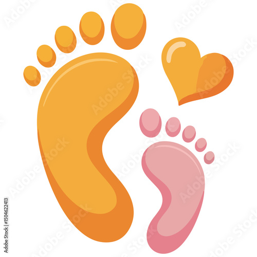 Mon and Baby feet silhouette illustration vector