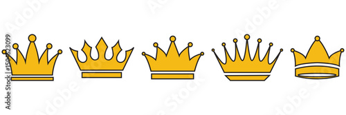 Crown icon, vector set, Crown silhouette. Crown symbol set, King, Princess crowns. black crown symbol collection. Ranking crown, rank icon set, victory, champion variation illustration.