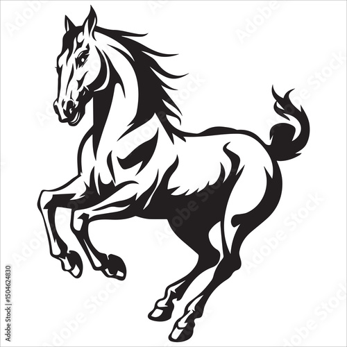 prancing horse silhouette vector,horse engraving black and white outline